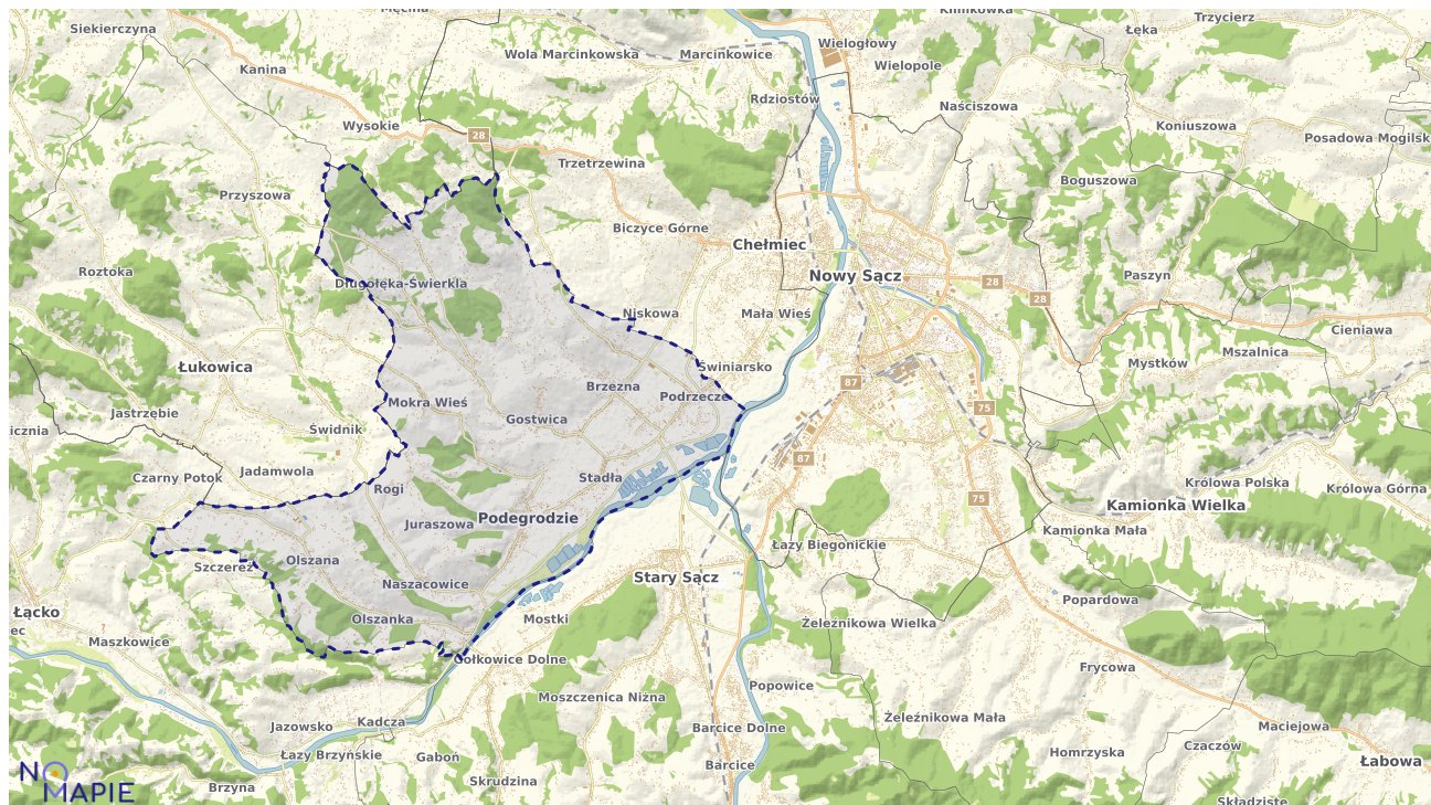 Mapa obszarów ochrony przyrody Podegrodzia