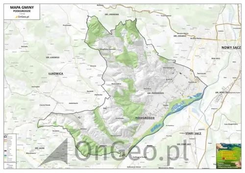 Mapa gminy Podegrodzie